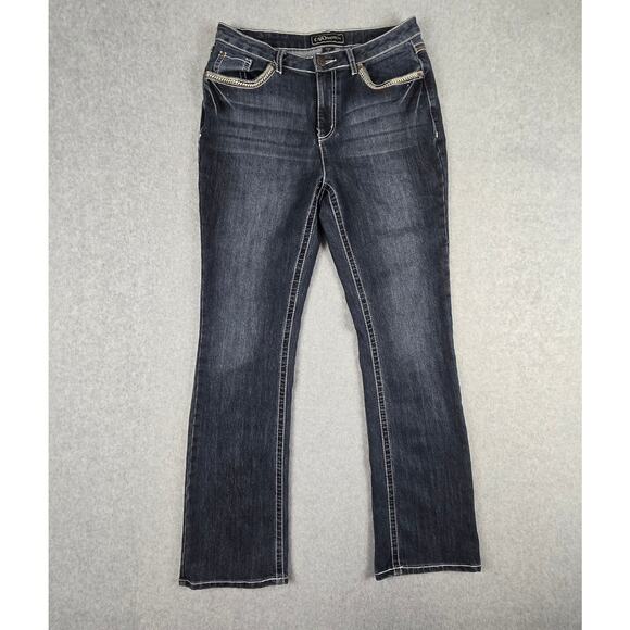 Cato Premium Jeans Size 12 Classic Dark Bootcut Embellished Pockets 31" Waist - Picture 3 of 16